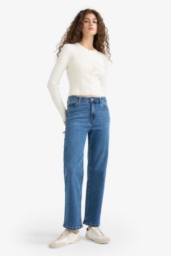 Джинсы Comfort Straight с высокой талией, прямыми штанинами и стандартной длиной