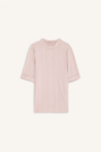 Regular Fit Half Turtleneck Ribbed Camisole T-Shirt