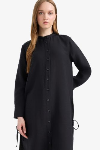 Regular Fit Basic Düz Uzun Kollu Gömlek Tunik