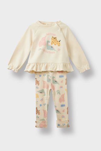 Baby Girl Animal Print Sweatshirt Fabric 2 Piece Set