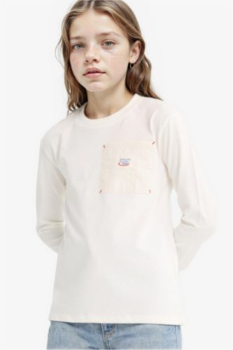 T-shirt oversize imprimé à col rond à manches longues pour fille