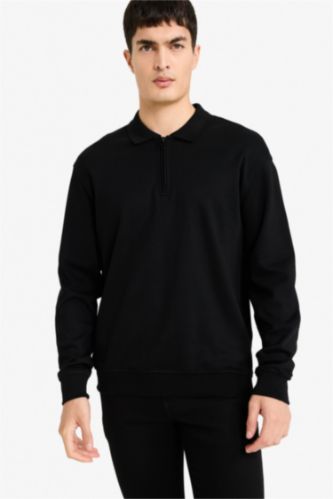 Regular Fit Polo Yaka Yarım Fermuarlı Sweatshirt