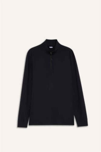 Standart Fit Dik Yaka Yarım Fermuarlı Polar Sporcu Sweatshirt