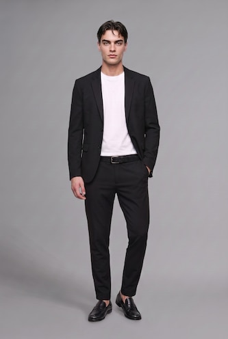 Erkek Siyah Modern Fit Penye Blazer Ceket