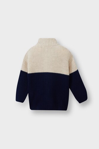 Baby Boy Color Block Zip-Up Knit Cardigan