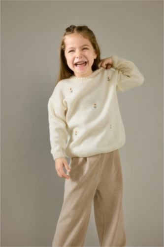 بلوز صوف بناتي قصة عادية بياخة مستديرة