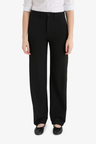 Wide Leg Normal Bel Basic Düz Standart Boy Pantolon