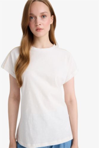 تيشيرت نص ردن قطن بياخة مستديرة