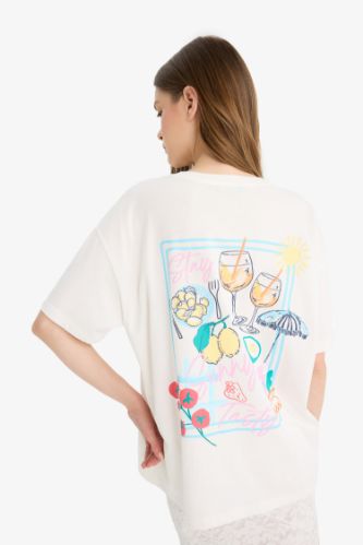 Крутая oversize футболка свободного покроя с круглым вырезом и принтом, короткий рукав