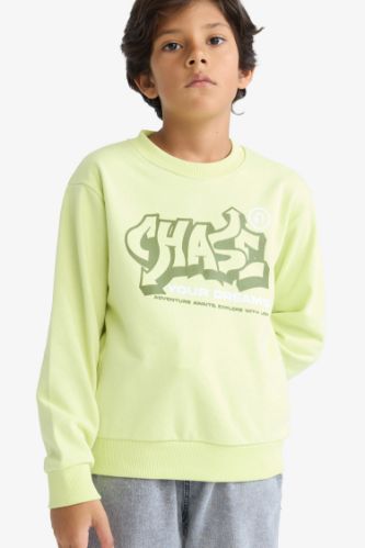 سويت شيرت أولادي مطبوع بياقة مستديرة