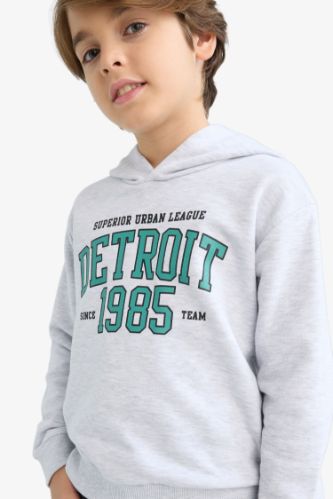 Boy Hooded Printed Sweatshirt