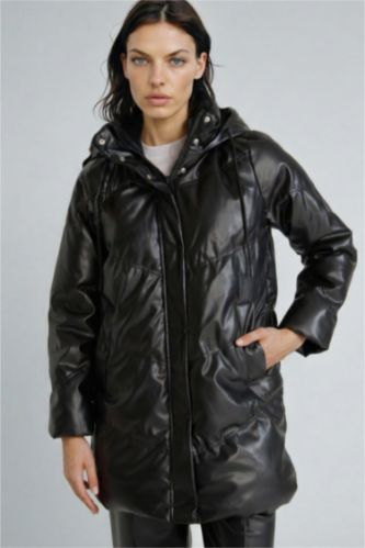 Waterproof Relax Fit Faux Leather Coat