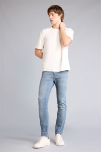 Erkek Mavi Gri Pedro Slım Fıt Dar Paça Jean Pantolon