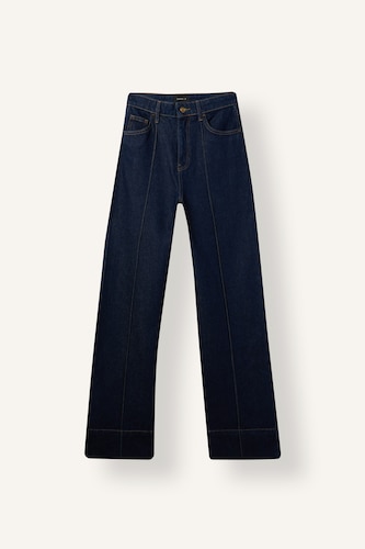 WOMAN Blue Black High Waist Trousers
