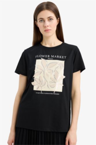 Regular Fit Crew Neck Floral T-Shirt