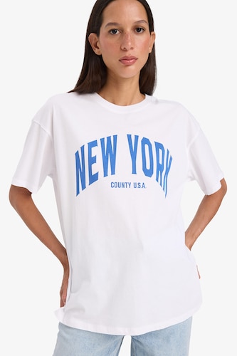 حريمي بيج فاتح Oversize Fit Short Sleeve T-Shirt