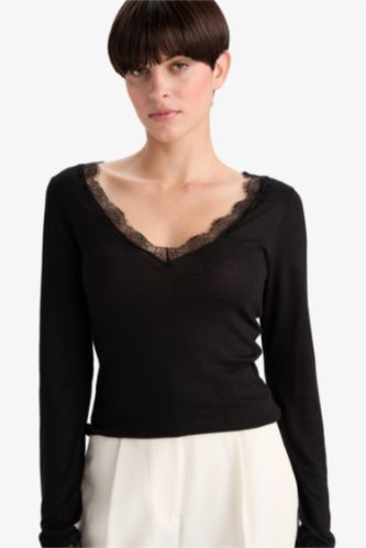 Fall in Love Modal Cashmere Soft Texture Lace Top