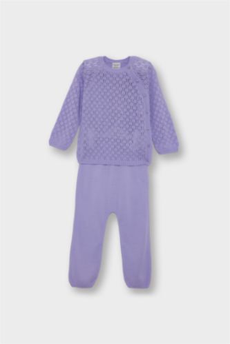 سيت بيبي بناتي تريكو مخرم - قطعتين