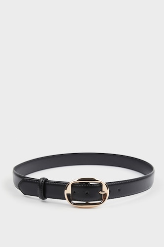Woman Big Clasp Faux Leather Jean Belt