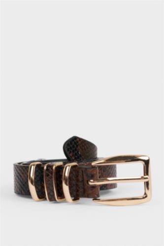 Kadın Yılan Derisi Desenli Suni Deri Günlük Kemer