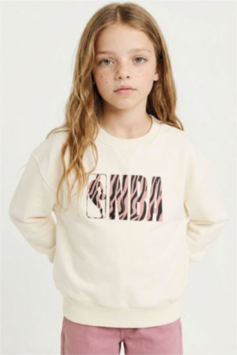 Kız Çocuk NBA Oversize Geniş Kalıp Bisiklet Yaka Sweatshirt