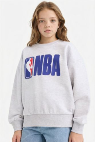 Kız Çocuk NBA Oversize Geniş Kalıp Bisiklet Yaka Sweatshirt