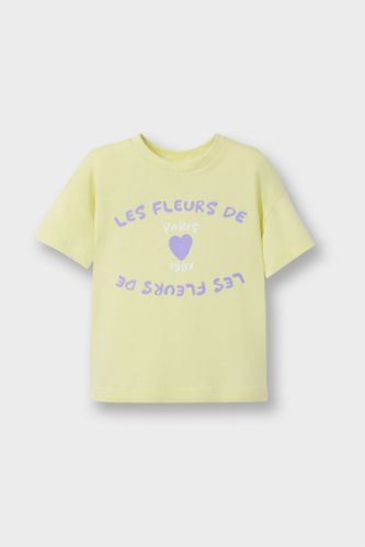 Girl Crew Neck Printed Short Sleeve T-Shirt