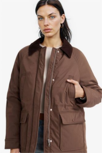 Regular Fit Kontrast Yaka Fermuarlı Parka