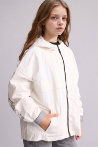 Young Girls - Teen Girls Ecru Girl Hooded Raincoat