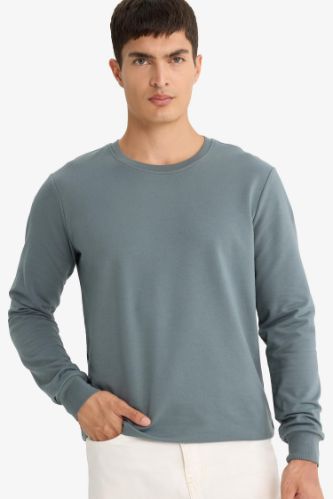 Slim Fit Crew Neck Sweatshirt Fabric T-Shirt