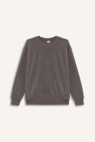Relax Fit Bisiklet Yaka Polar Sweatshirt