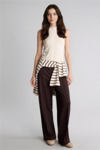 Kadın Kahve Wıde Leg Pantolon