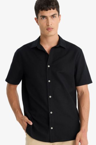 Chemise en coton à manches courtes Coupe régulière