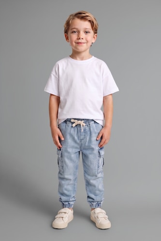 Малыши мальчики Светло-синий Джинсы Jogger Fit