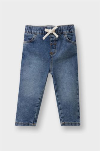 Erkek Bebek Beli Bağcıklı Jean Pantolon