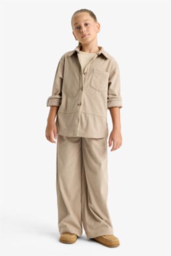 Kız Çocuk Wide Leg Beli Lastikli Geniş Paça Pantolon