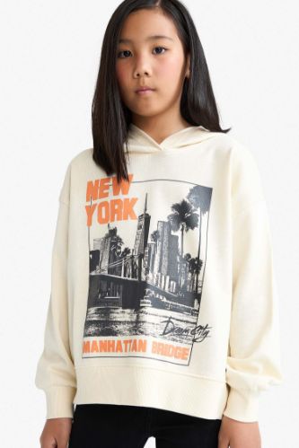 سويت شيرت بناتي اوفر سايز بياخة مستديرة ببطانة ناعمة