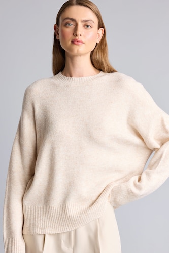 Kadın Bej Oversize Bisiklet Yaka Triko