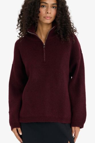 بلوز تريكو قصة مريحة وياخة عالية بسحاب