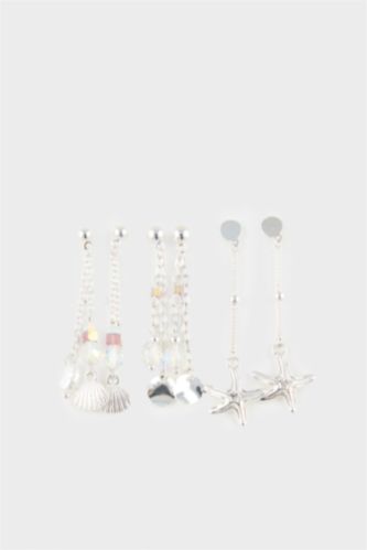 طقم 6 حلق فضي نسائي