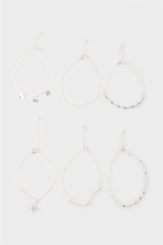 Woman 6 Piece Silver Bracelet