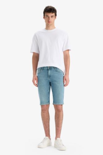 Slim Fit Dar Kesim Jean Bermuda Şort