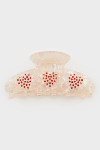 مشبك شعر بتأثير صدفي بنقش قلوب نسائي