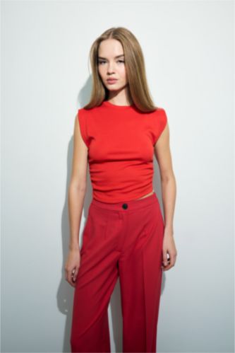 Slim Fit Dar Kesim Bisiklet Yaka Büzgülü Ribana Atlet