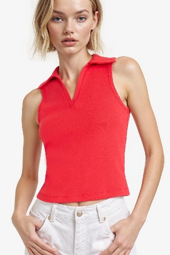 Slim Fit Dar Kesim Polo Yaka Ribana Atlet