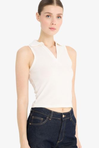 Slim Fit Dar Kesim Polo Yaka Ribana Atlet