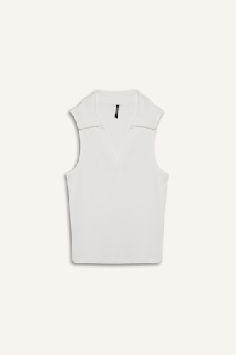 Slim Fit Ribana Polo Collar Tank Top