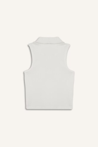 Slim Fit Ribana Polo Collar Tank Top