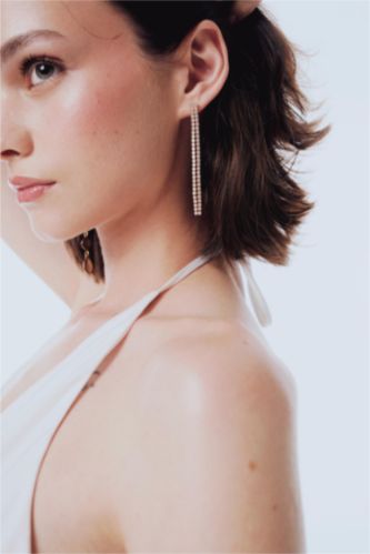 Kadın Gümüş DCEY x DeFacto Kadın 2'li Taşlı Gold Küpe