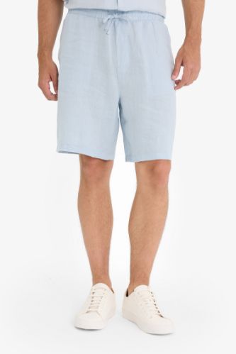 %100 Keten Relax Fit Bermuda Şort